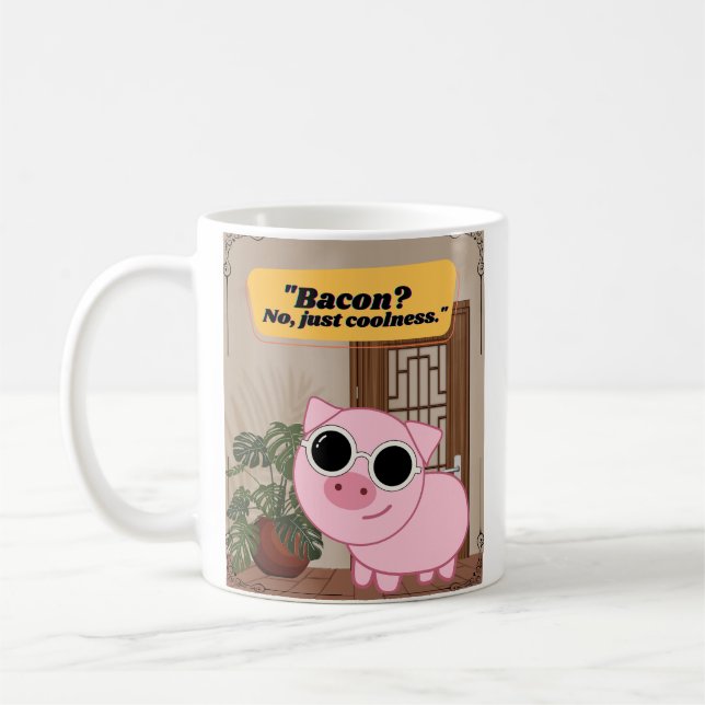 bacon piggy-citat kaffemugg (Vänster)