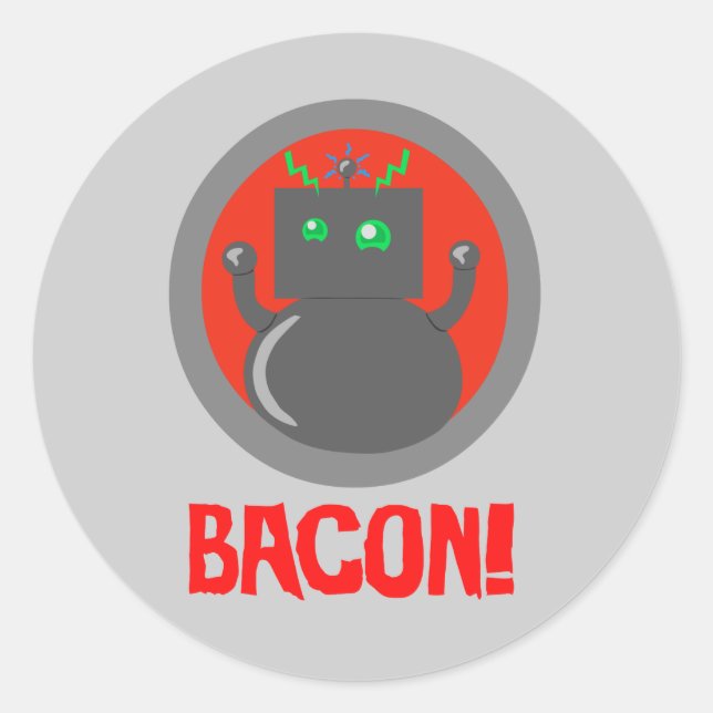 Bacon Robot Runt Klistermärke (Framsida)