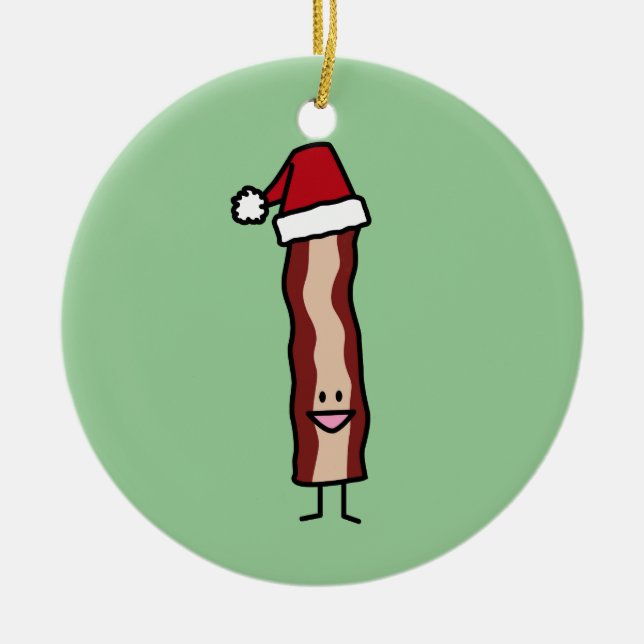 Bacon som ha på sig jul för en Santa hatt Julgransprydnad Keramik (Framsidan)