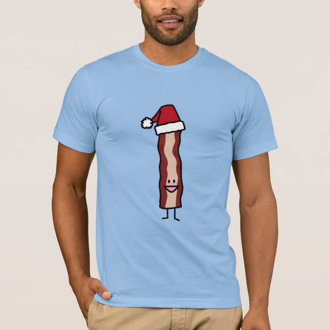 Bacon som ha på sig jul för en Santa hatt T Shirt (Framsida)