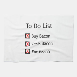 Bacon som ska göras, listar kökshandduk