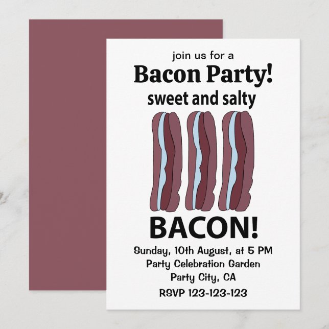 Bacon Sött Och Salt Bacon Inbjudningar (Fram/baksida)