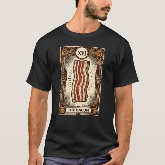 Bacon Tarot Card Kött Magic T Shirt (Framsida)