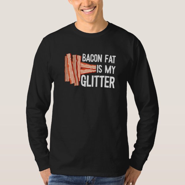 Bacon Tjock är min barbecue Breakf Glitter Kött T Shirt (Framsida)