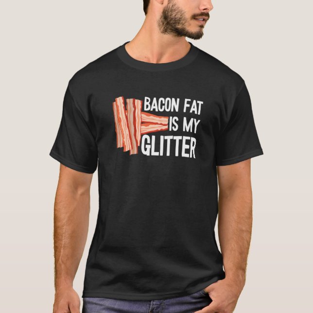 Bacon Tjock är min barbecue Breakf Glitter Kött T Shirt (Framsida)