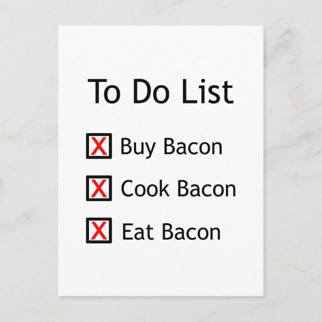 Bacon To Do-lista Vykort (Framsida)