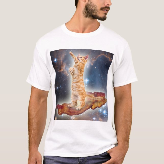 Baconkatt i utrymme t-shirt (Framsida)