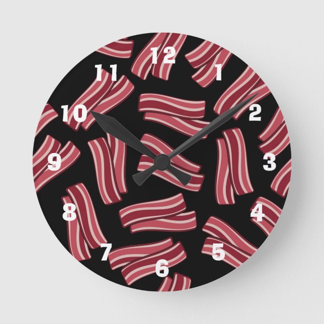 Baconremsamönster Rund Klocka (Framsida)