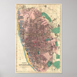 Bacons viktorianska Karta i Liverpool 1890 Poster
