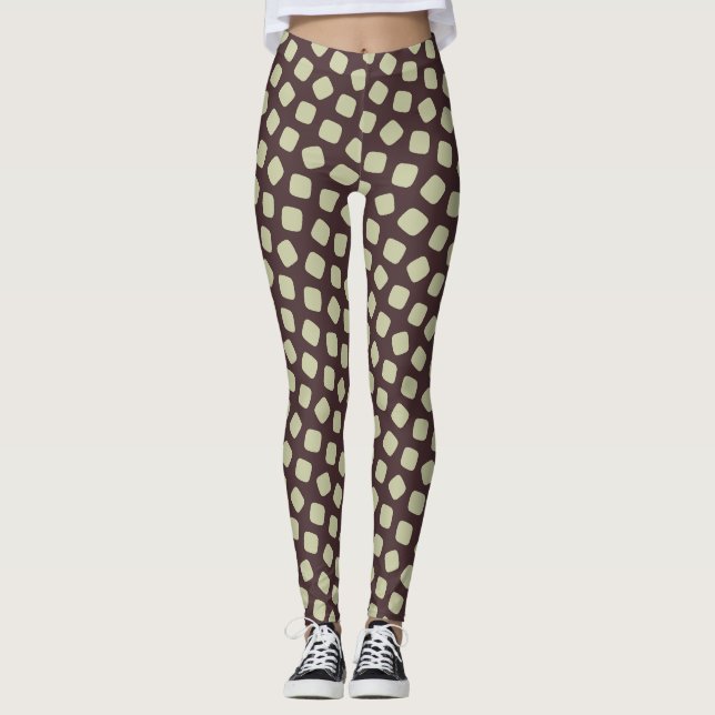 Bacteria Beige Brown Minimal Mönster Leggings (Framsida)