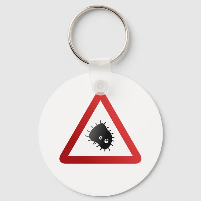 Bacteria Warning Sign Nyckelring (Framsida)