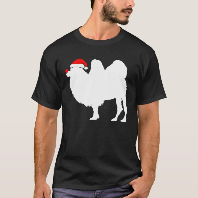Bactrian Camel Santa Hat jul T Shirt (Framsida)
