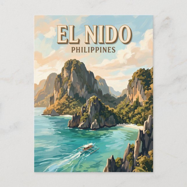 Bacuit Bay El Nido Filippinerna Vykort (Framsida)