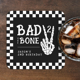 Bad 2 the Bone Skeleton 2nd Birthday Party Underlägg Papper Kvadrat