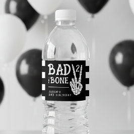 Bad 2 the Bone Skeleton 2nd Birthday Party Vattenflaskor Etikett