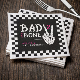 Bad 2 the Bone Skeleton Pink 2nd Birthday Party Pappersservett