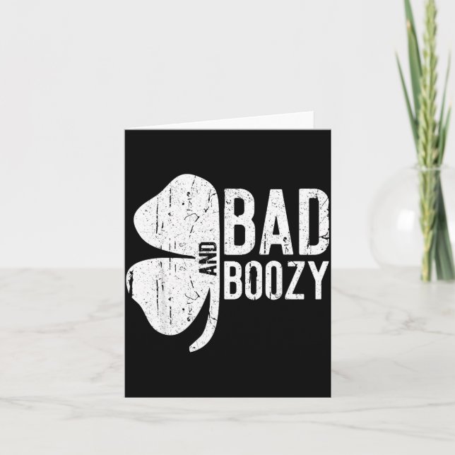 Bad And Boozy Shirt Irish Men Women St Patricks Da Kort (Framsida)