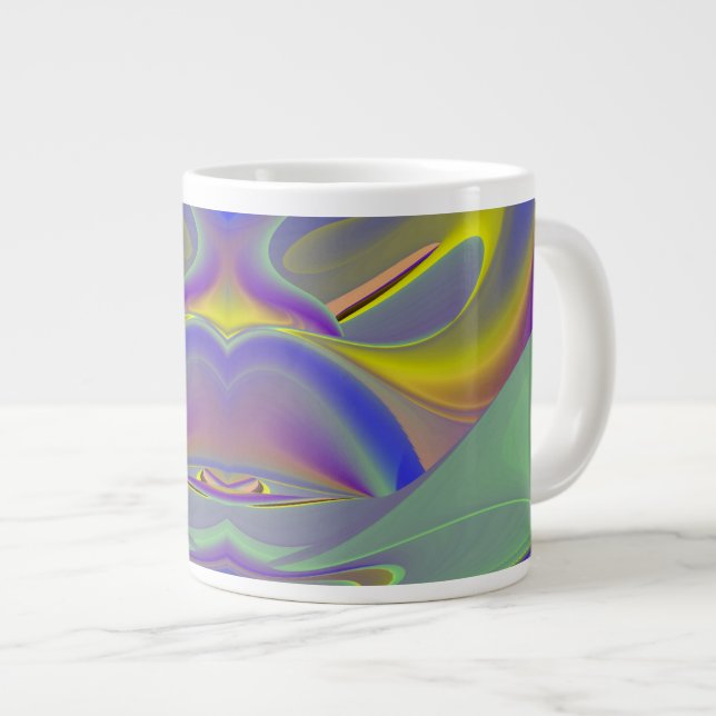 Bad Ansikte , Abstrakt 3D Rainbow Art Jumbo Mugg (Framsida höger)