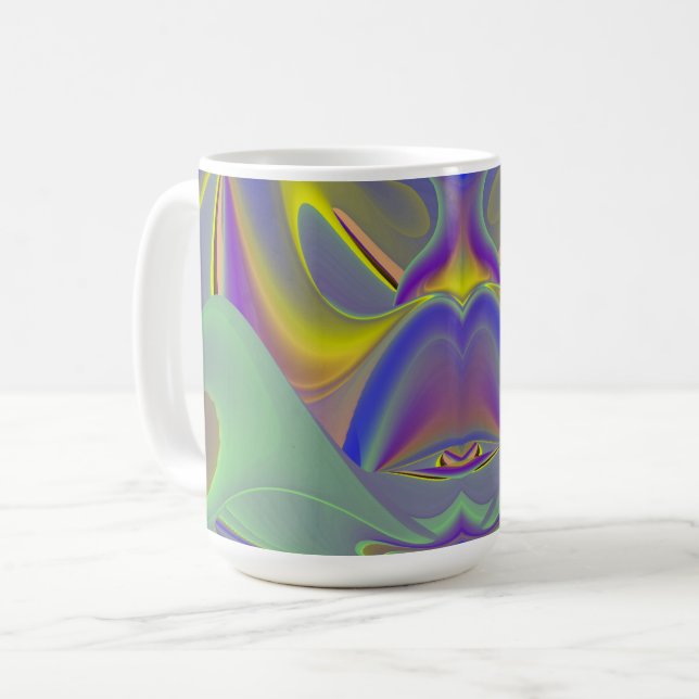 Bad Ansikte , Abstrakt 3D Rainbow Art Kaffemugg (Framsida vänster)