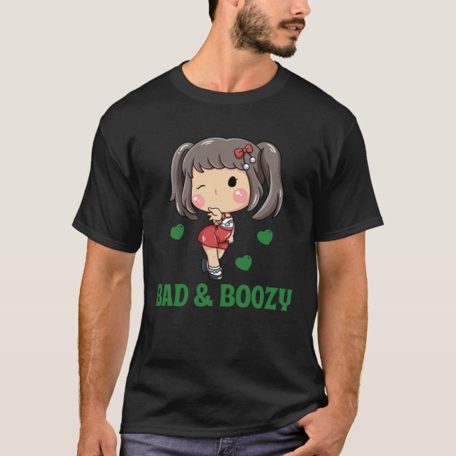 Bad & Boozy  2 T Shirt (Framsida)