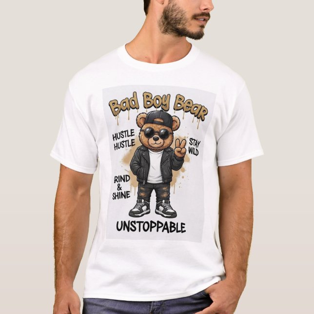 Bad Boy Bear Herr T-Shirt (Framsida)