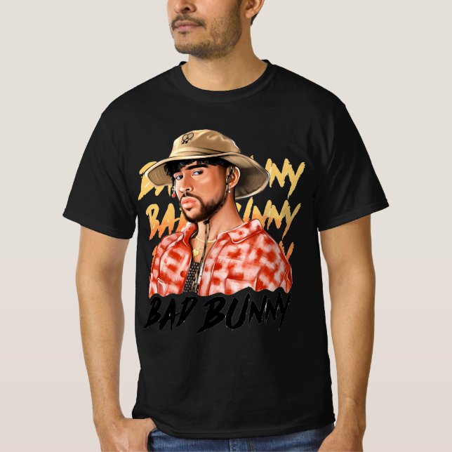 Bad Bunny i Panama Hat Un Verano Sin Ti Illustrat T Shirt (Framsida)