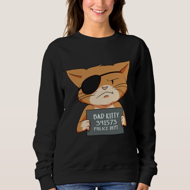 Bad Cat Gangster Mugshot Kitty For Pet T Shirt (Framsida)