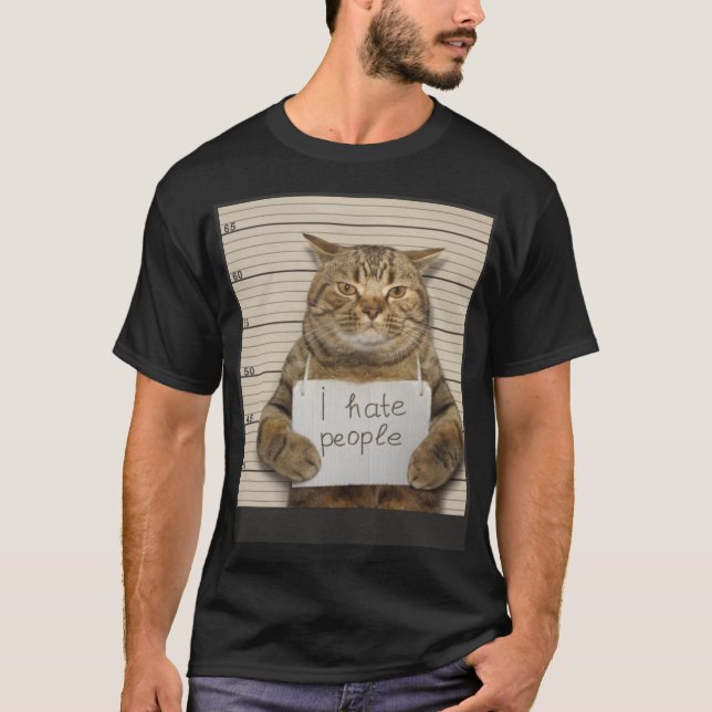 Bad Cat I Hate People T Shirt (Framsida)