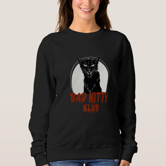 Bad Cat Kitty Custome Halloween T Shirt (Framsida)
