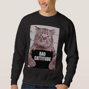 Bad Cattiat Cat Mugshot Lång Ärmad Tröja