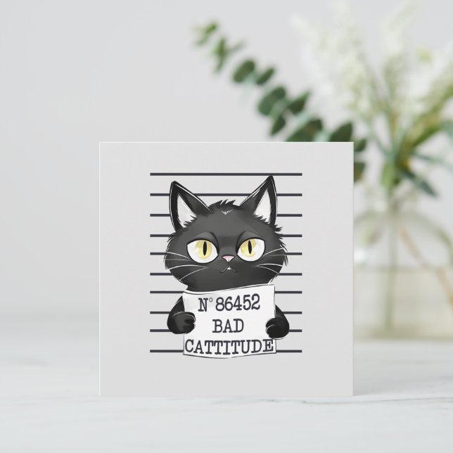 Bad Cattityd - Black Cat Mugshot (Stående Fram)