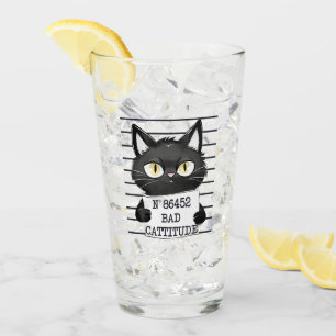 Bad Cattityd - Black Cat Mugshot Glaskopp