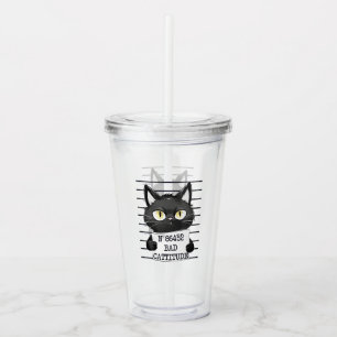 Bad Cattityd - Black Cat Mugshot Take Away Mugg