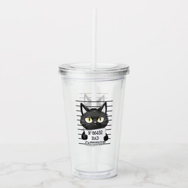 Bad Cattityd - Black Cat Mugshot Take Away Mugg (Framsida)