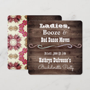 "Bad Dance Moves" Rustic Bachelorette-inbjudan Inbjudningar