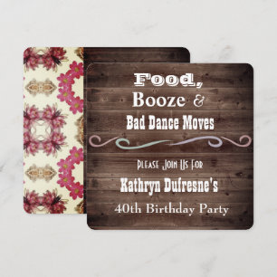 "Bad Dance Moves" Rustic Blommigt Birthday Inbjuda Inbjudningar