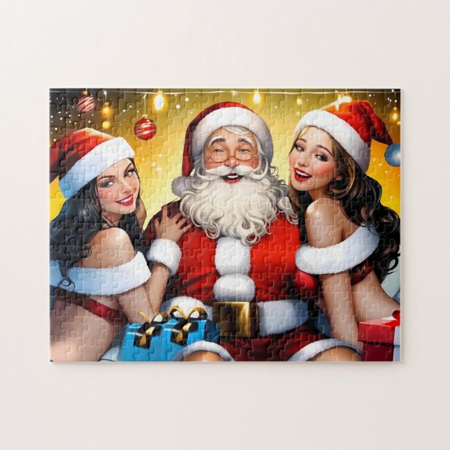 Bad Dirty Santa Delivers Gifts av en varm kamrat Pussel (Horisontell)