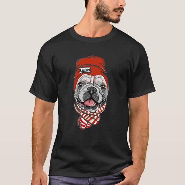 Bad Dog French bulldog T Shirt (Framsida)