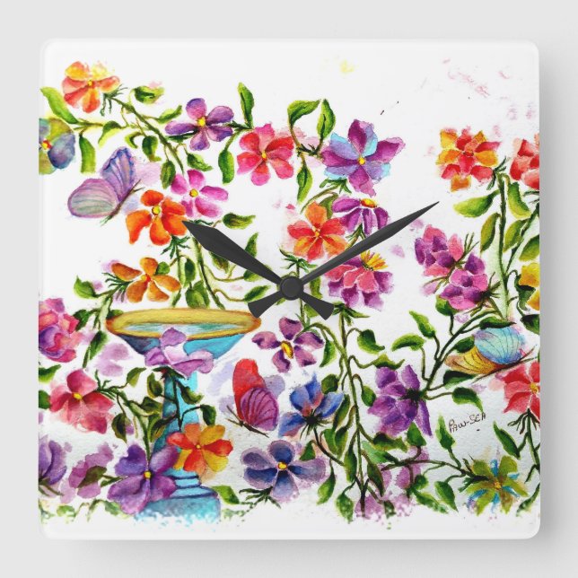 BAD FÖR HUNDTASS AVTRYCKFÅGEL FYRKANTIG KLOCKA (Framsida)