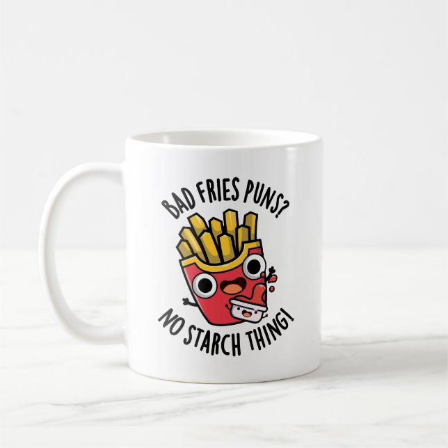 Bad Fries Puns No Starch Sak Funny Food Pun Kaffemugg (Vänster)
