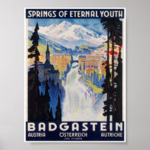 Bad Gastein Austria Vintage resor Poster