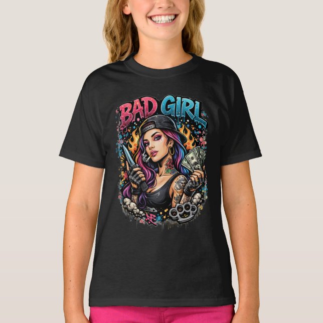 Bad Girl Graffiti Teen Girl Graphic Tee – Bold tee (Framsida)