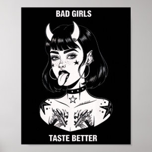 Bad Girls Taste bättre Tatto Djävulen Halloween Ma Poster