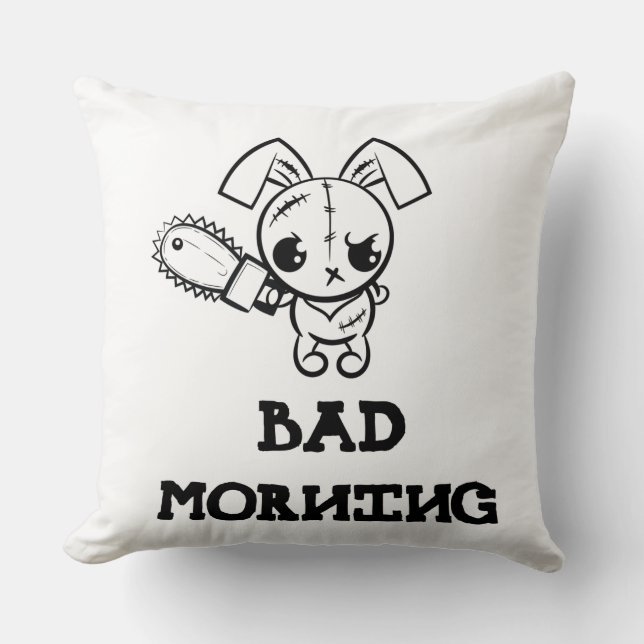 Bad God morgon Grumpy Voodoo Bunny T-Shirt Kudde (Framsida)