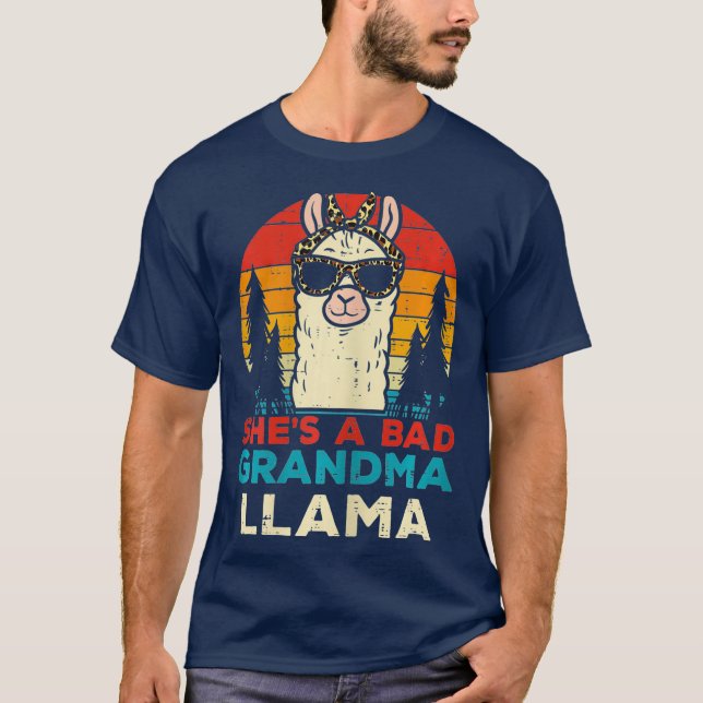 Bad Grandma Llama Retro Alpaca Mors dag Nana T Shirt (Framsida)