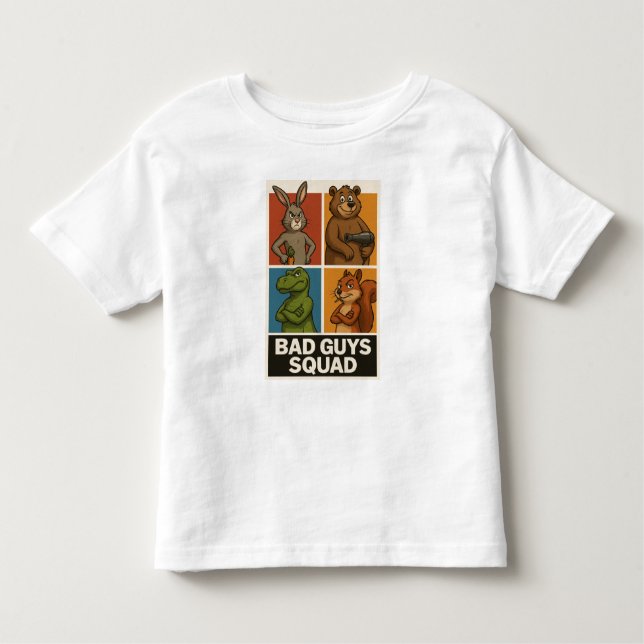 Bad Guys Squad – Funny Retro Animal Poster T Shirt (Framsida)