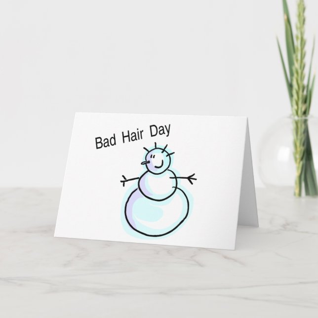 Bad Hair Day Snögubbe Helgkort (Framsida)