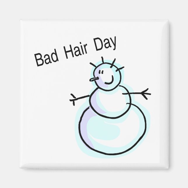 Bad Hair Day Snögubbe Magnet (Framsidan)
