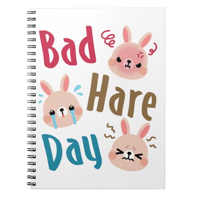Bad Hare Day Funny Bunny Rabbit Kawaii Påsk Anteckningsbok (Framsidan)