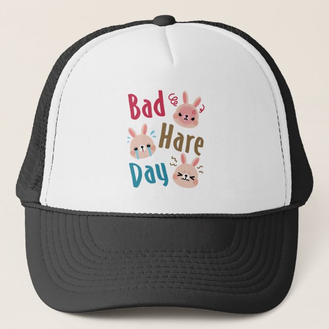 Bad Hare Day Funny Bunny Rabbit Kawaii Påsk Keps (Framsida)